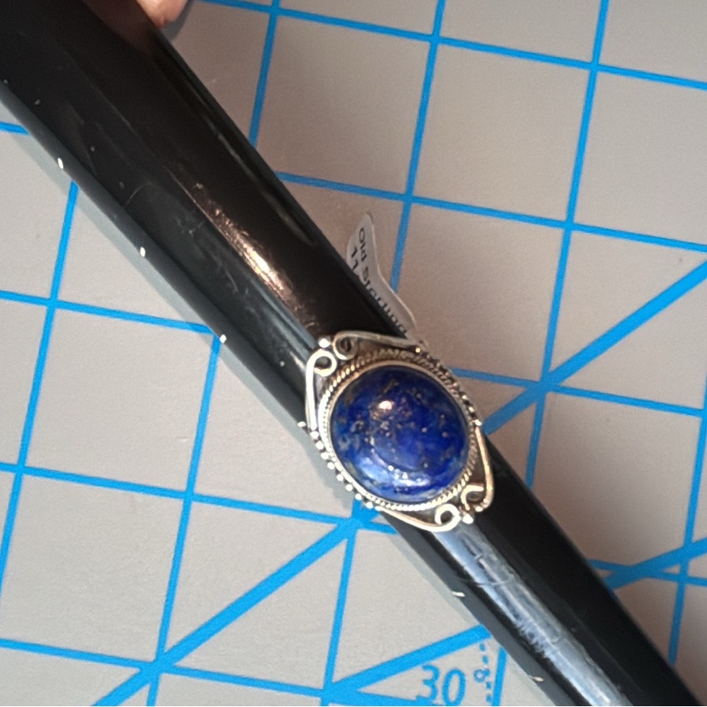 Striking Solid Sterling Silver Lapis Ring - image 8
